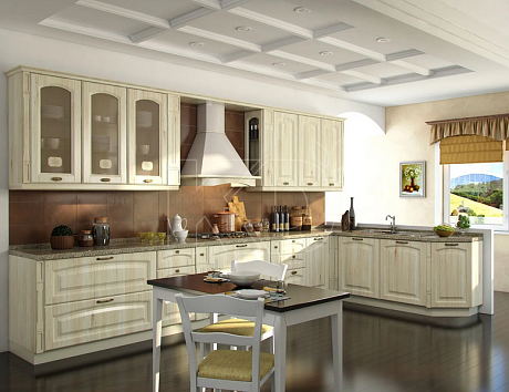 Угловая кухня в зеленом цвете