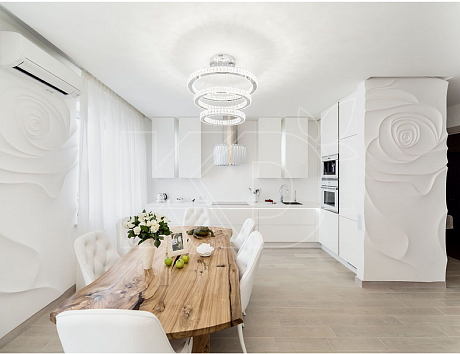 дизайн кухни белой глянцевой