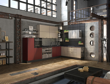 Кухня-гостиная в стиле лофт